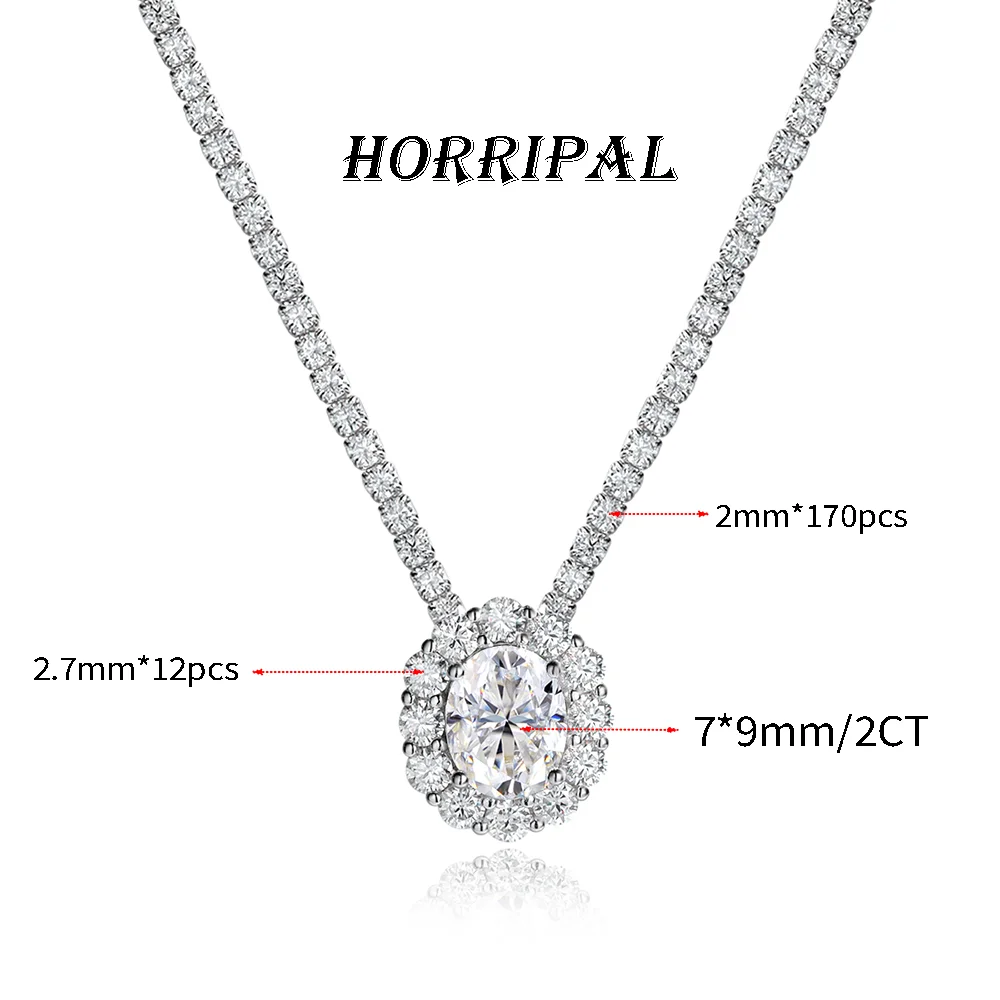 

HORRIPAL D VVS1 All Moissanite Necklace for Women S925 sterling Silver GRA Certified A Set Elegant Luxury Wedding Fine Jewelry