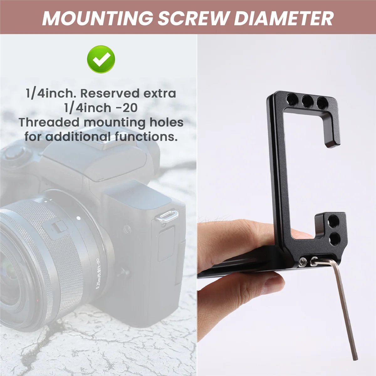 Quick Release L Plate Bracket Holder Hand Grip for Canon EOS R5 EOS R6 Camera for Arca Swiss Tripod Ballhead,Black XHX