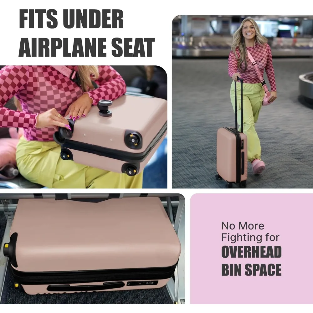 Compact Hardshell Underseat Carry-On Luggage with Removable Wheels, TSA Lock, Fits Tight Spaces for Personal Items