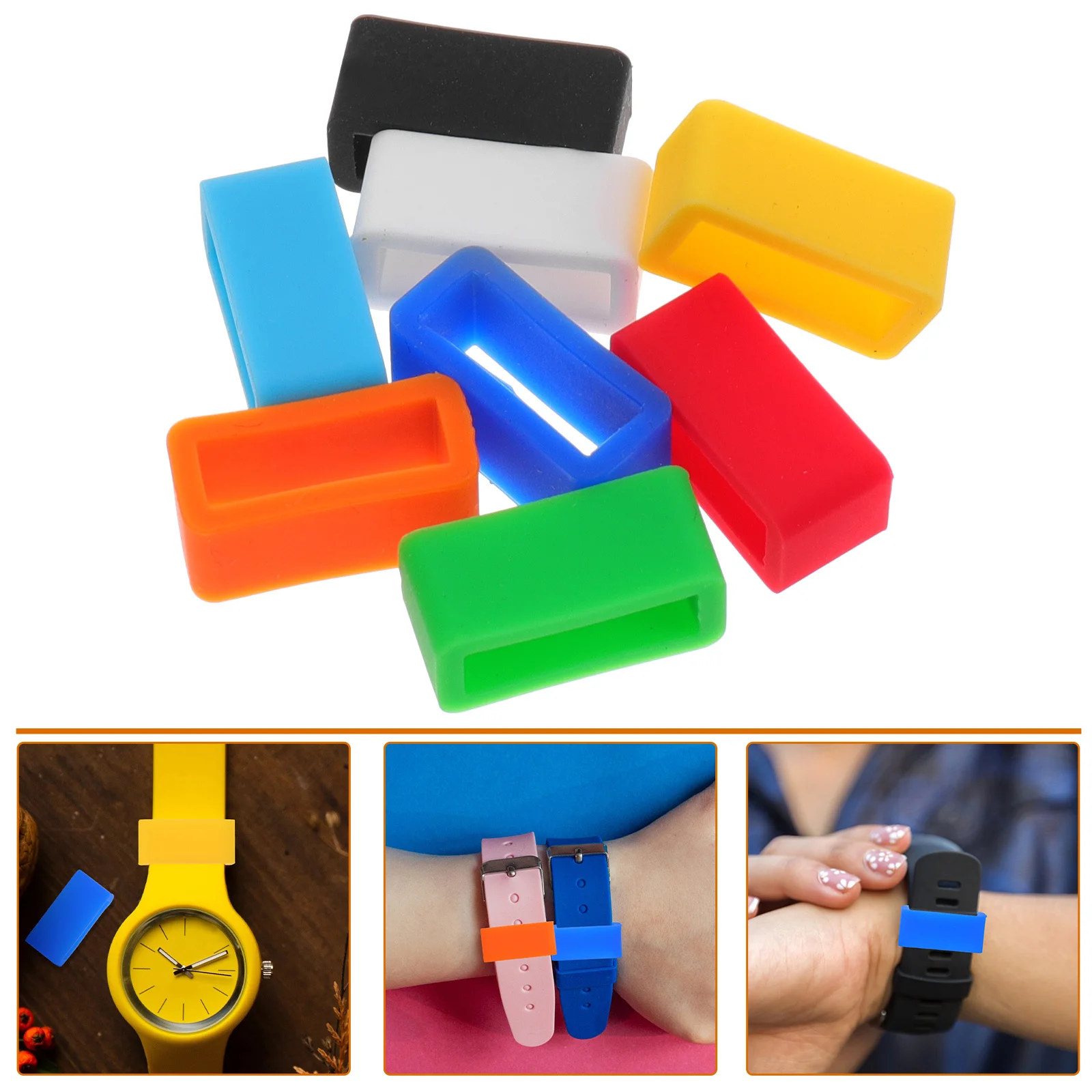 8 قطعة حزام الساعات مشبك حلقة حامل مكافحة سقوط حلقة حارس ل 14 مللي متر سيليكون العصابات موثوقة قبضة قوية أداء طويل الأمد
