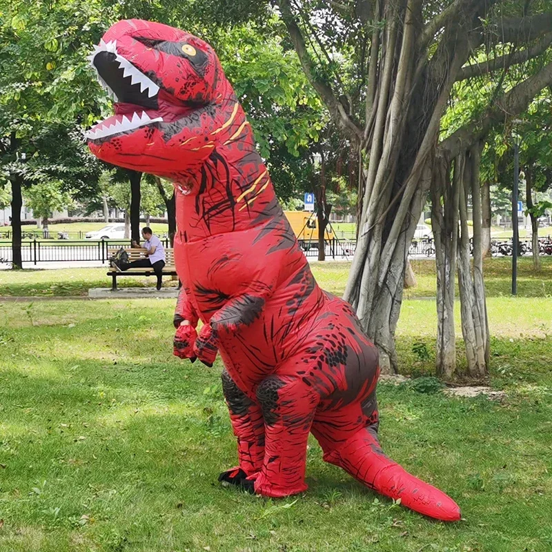 เด็กผู้ใหญ่ Inflatable Sinosaur คอสเพลย์ T-Rex สัตว์การ์ตูนชุดสูทฮาโลวีนเครื่องแต่งกายสําหรับ Man Woman