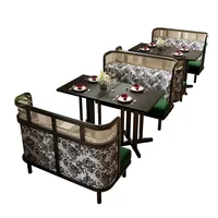 Commercial Table and Chair Combination French Retro Booth Sofa Chair Combination Western Restaurant Dining Table and Chair 5