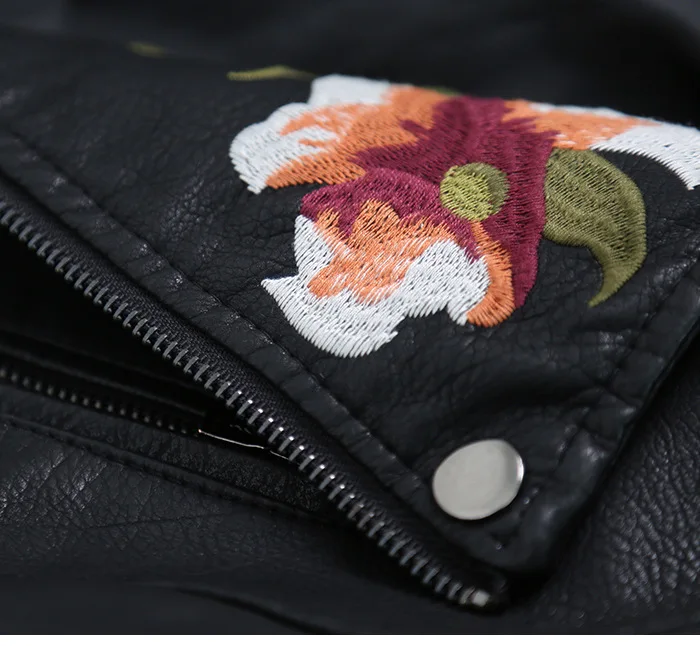 Women's Graffiti Rivet Leather Jacket, Punk Rock Jacket, Fashionable Motorcycle Jacket, Zipper embroidered leather jacket