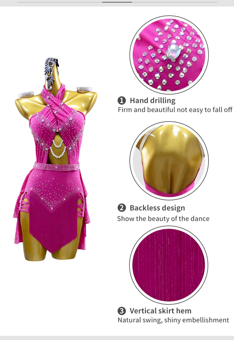 Damen-Kostüm für Festival, Tanz und Sport, Fransenrock, Lateinanzug, Damenkleid 2025, Mädchen Sexy Tanz- und Partykleidung – Detail 6