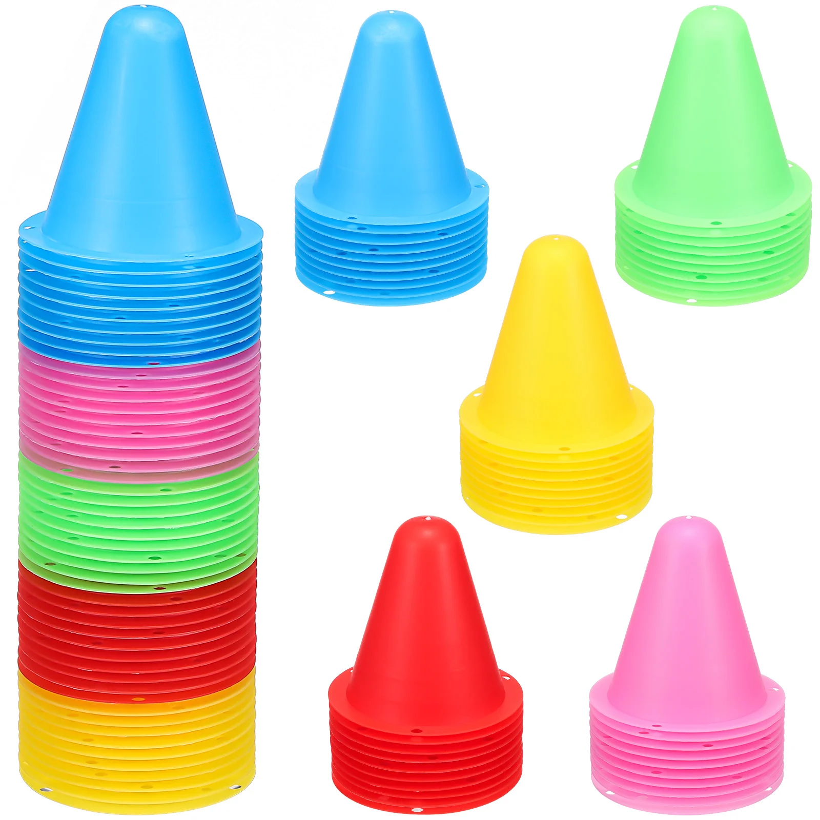 50 Pcs Football Practice Obstacle Course Cones Plastic Training For Basketball Drills