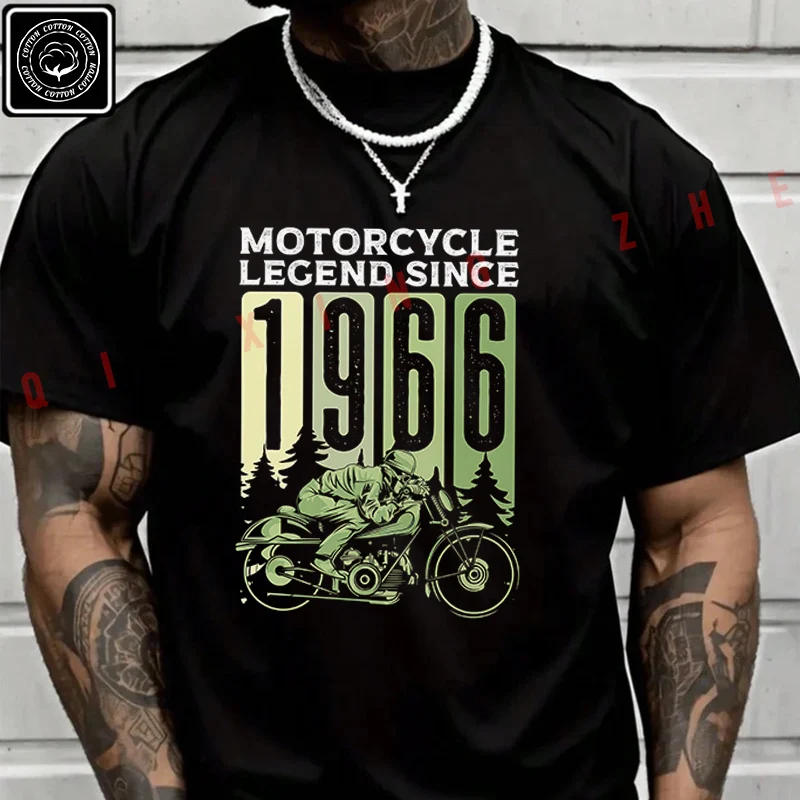 

Motorcycle Legend 1966 Moto T Shirt Men's Cotton Casual Fashion Short Sleeved Round Neck T-shirt Tee