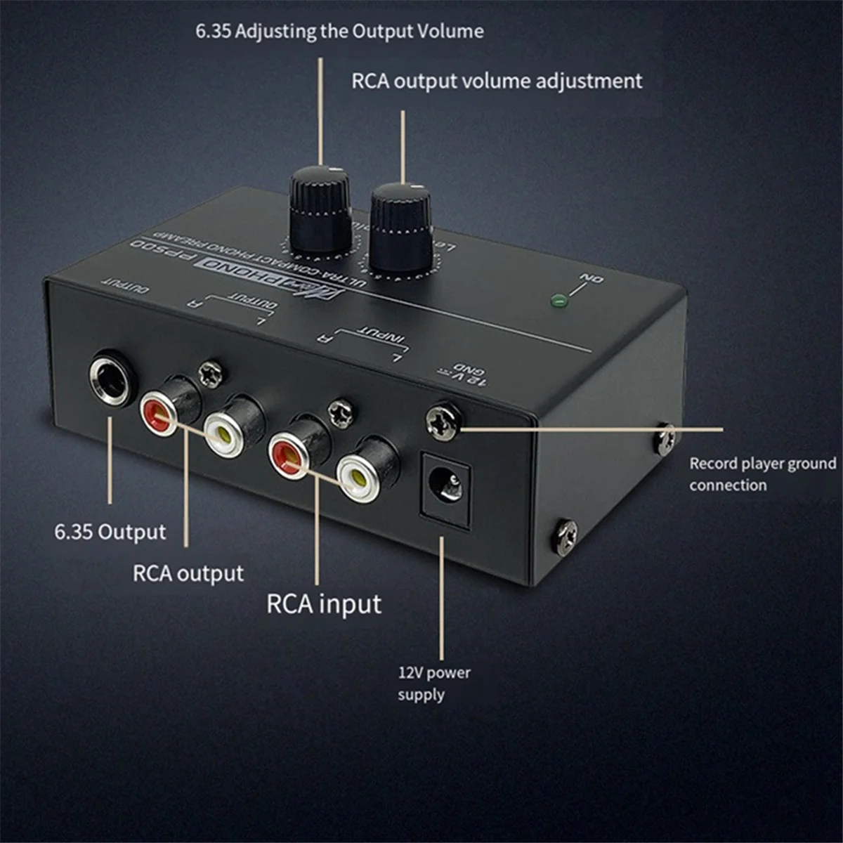 ABNRR PP500 Record Player Preamplifier Vinyl Turntable Amplifier Preamplifier Turntable Volume Control Amplifier UK Plug