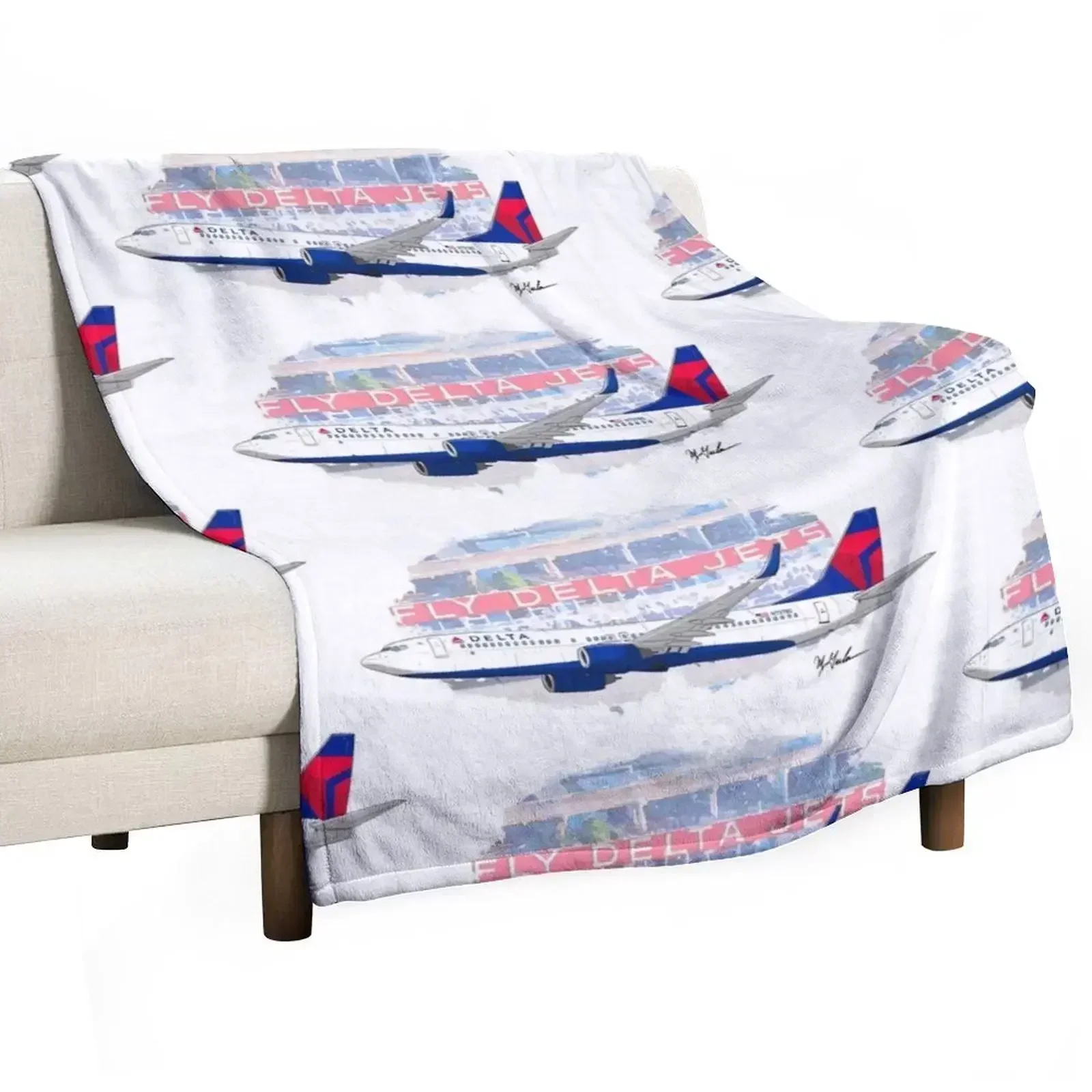 Fly Delta Jets Throw Blanket Cute Plaid Quilt Tourist Sofa Quilt Bed For Decorative Sofa Blankets
