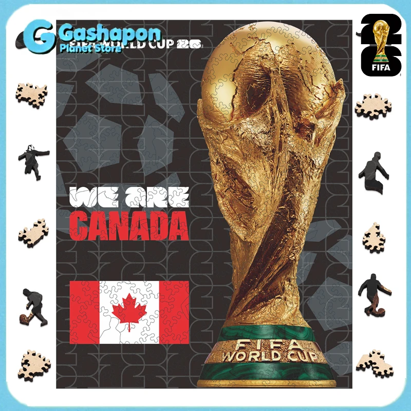 

Canada Trophy Theme 2026 FIFA World Cup Wooden Puzzle 3D Poster USA Mexico Soccer Fan Collectible Gift Toy Family Game Brain