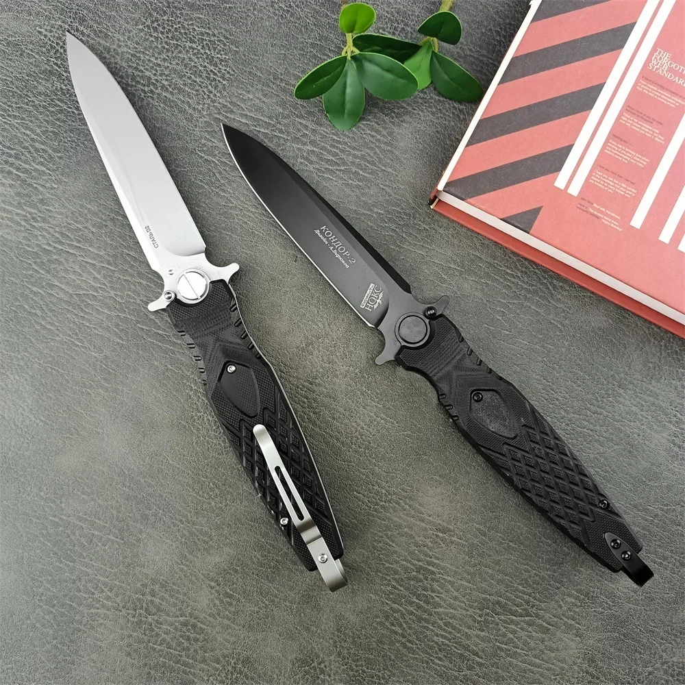 KOCK Russian Finka KGB EDC Tactical Pocket Folding Knife D2 Blade Black G10 Handle Outdoor Camping Tool Hunting Survival Knives