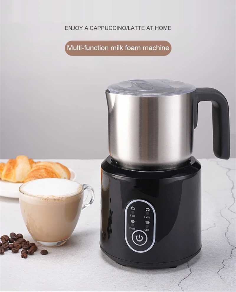 

MN350 Milk Frother,700Ml 4In1 Electric Milk Frother Stainless Steel, for Coffee,Cappuccino Auto-Off & Easy Cleaning EU Plug