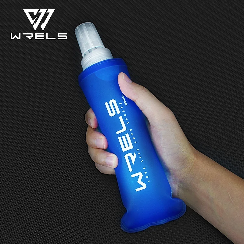 WRELS TPU Soft Bottles Foldable Silicone Water raveling Running Cycling Marathon  Outdoor  Sport Water Bottle BPA Free Light