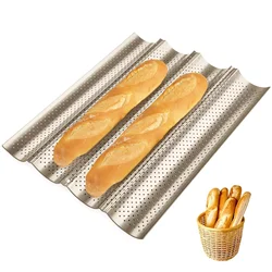 4Wave French Bread Baking Pan Non-stick Perforated Heat Resistant Easy Clean DIY Loaf Bake Mold for Home Party Bread Baking Tool