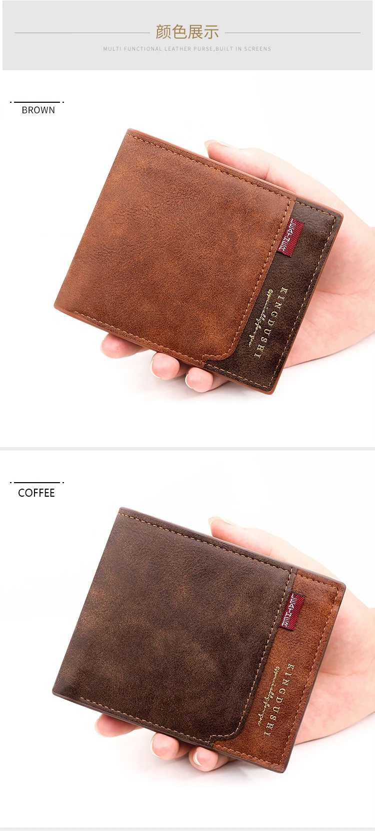 Kostenloser Name Gravur neue Männer kurze Brieftaschen hochwertige klassische Karten halter einfache männliche Geldbörse Reiß verschluss Münz tasche Männer Geld klammern – Detail 12
