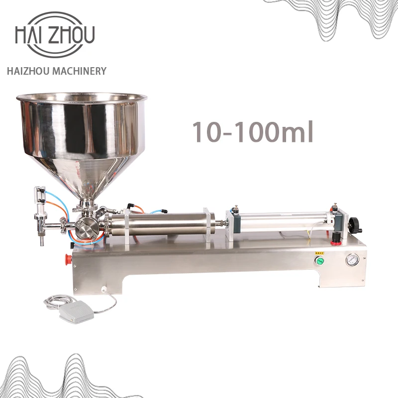 HAIZHOU Semi Automatic Stainless Steel Single Nozzle Chili Sauce Laundry Detergent Paste Filling Machine Range 10-100ml G1WGD100