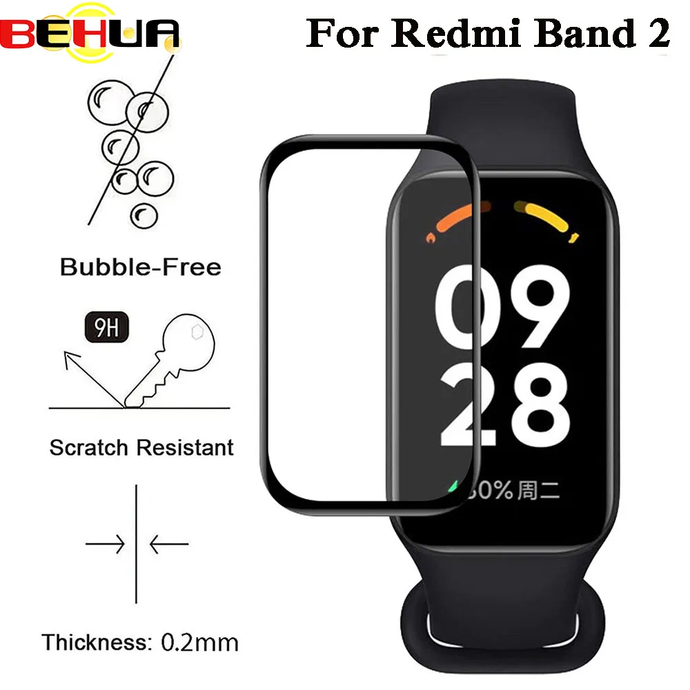 BEHUA Protective Film For Redmi Band 2 Screen Protector Films For Xiaomi Band 8 Band8 Active AcEdge 3D Flexible Ultra-thin Cover