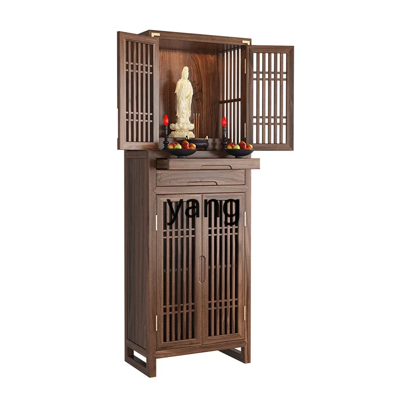 

LH Black Walnut New Chinese Shrine Cabinet with Door Shrine Living Room Household Buddhist Hall Buddhist Terrace