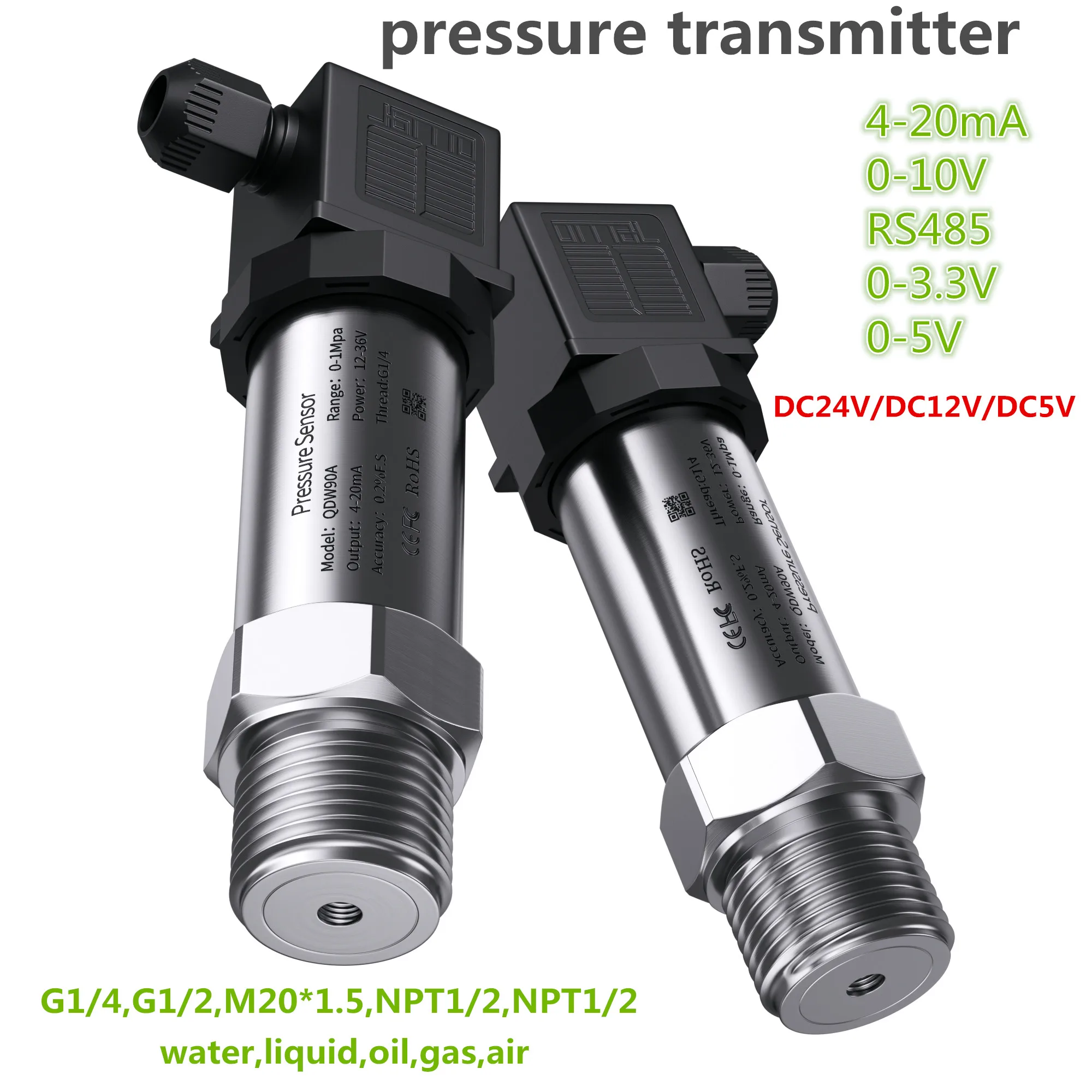 

4-20mA 0-10V output Pressure Transmitter 0-1.6Mpa 2.5Mpa 30bar 60kpa Fuel level Sensor Transducer