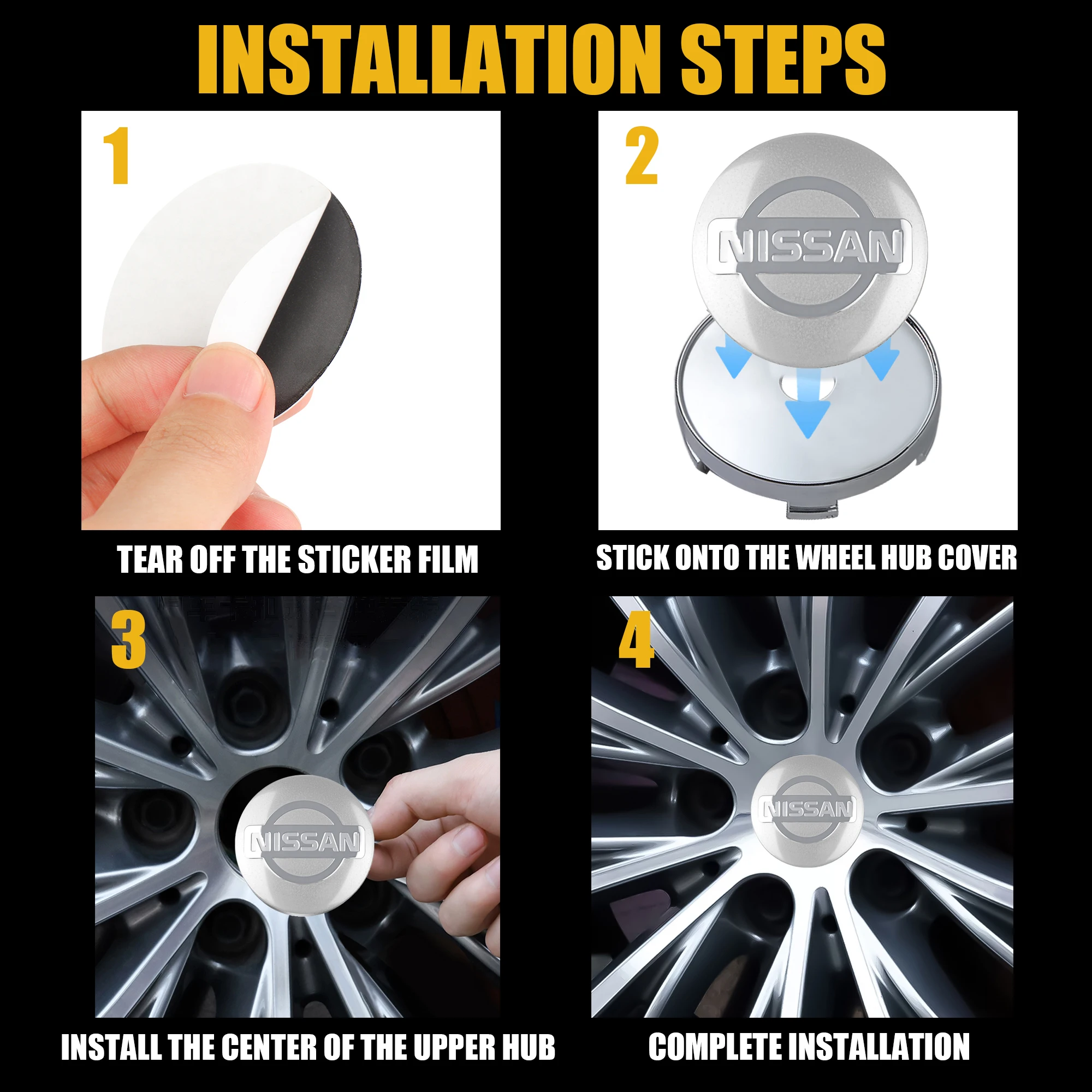 4Pcs Car Wheel Center Hub Caps Sticker Tire Rim Covers For Nissan GTR X-trail Qashqai Note Juke Sentra Patrol Navara Nismo Versa
