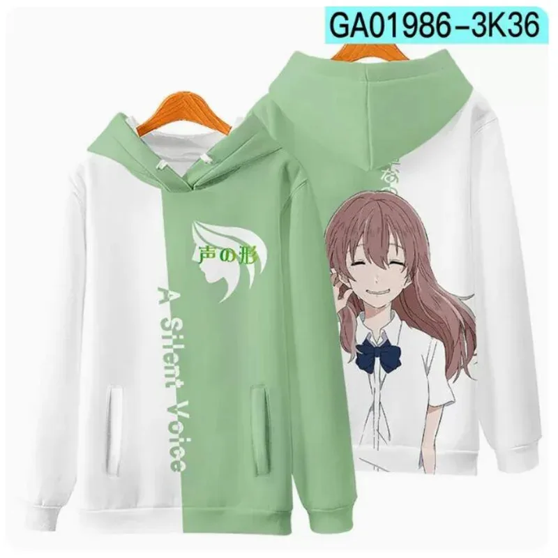qq023A Silent /The Shape of Voice 3D Print Zip Up Women/Men Hoodie Sweatshirt Nishimiya Shouko Cosplay Zipper Hooded Jacket