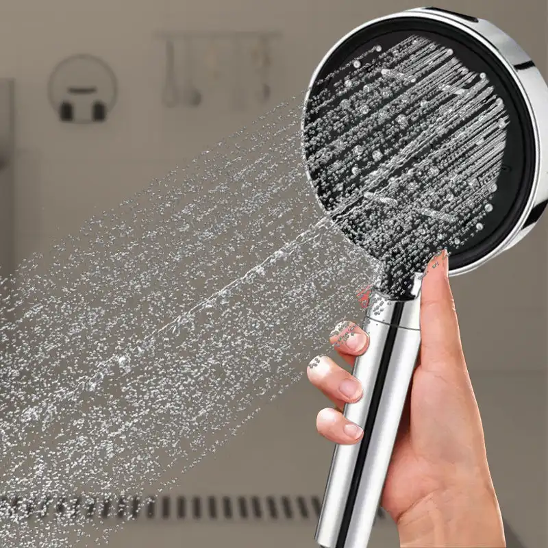 Multi-Functional High Pressure Handheld Shower Head 5-Modes Large Panel Booster Showerhead Bathroom Shower Accessories
