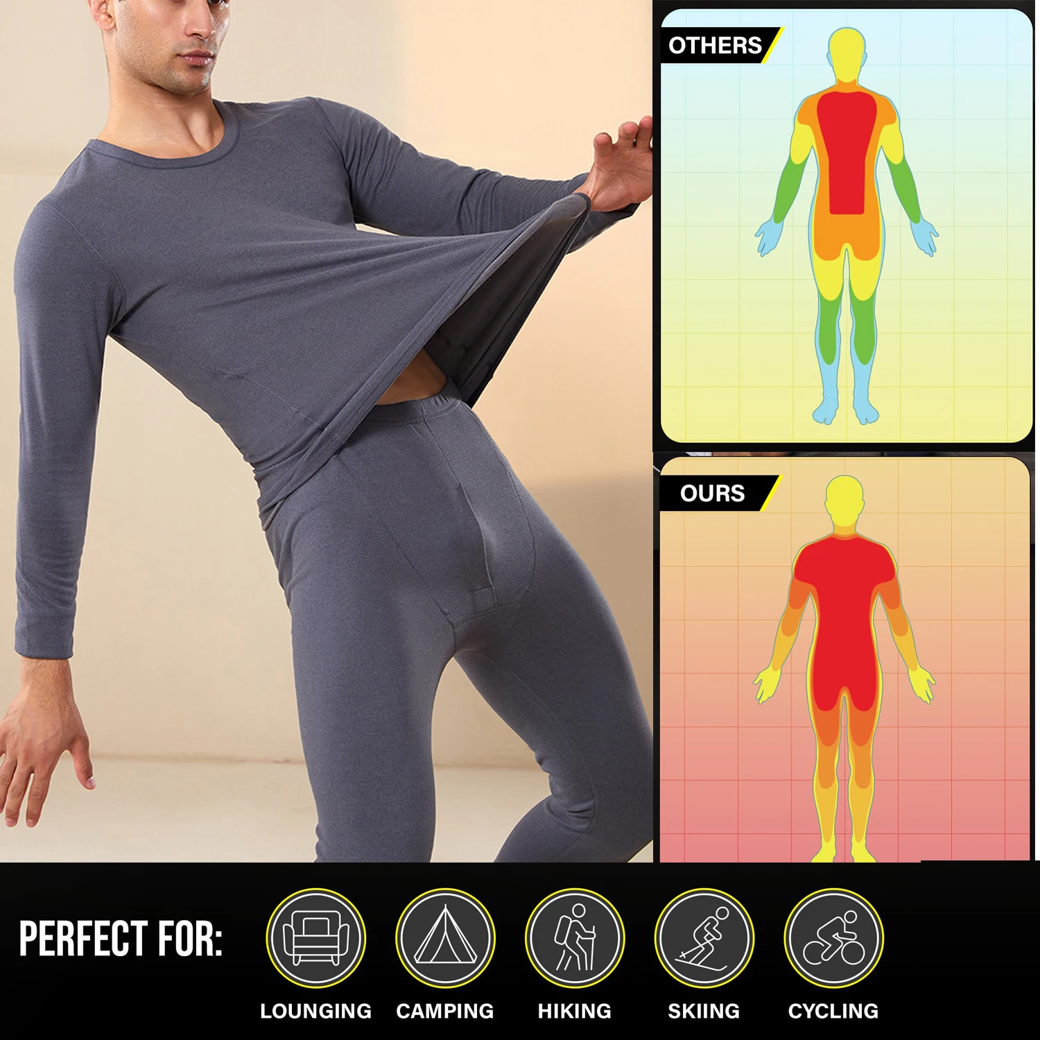 Thermal Underwear Men\'s long-sleeved Sweater tops brushed leggings Warm Set Winter Clothing Comfortable Keep Warm Suit L-4XL New