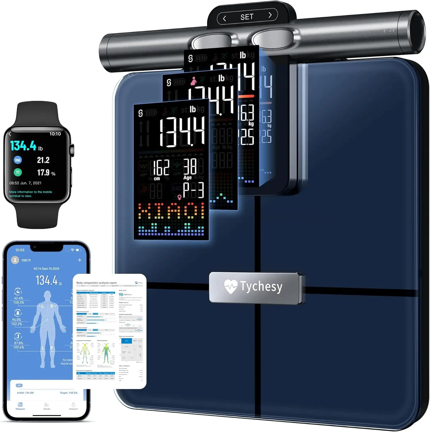 

8-Electrode Smart Scale for BMI & Bone Density, Professional Body Analyzer with Offline Mode, FSA/HSA Eligible