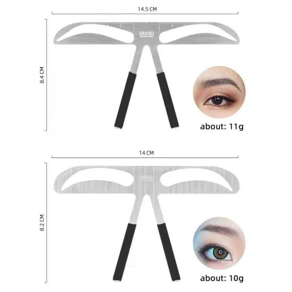 3D Eyebrow Tattoo ไม้บรรทัด 10 รูปแบบ Balance Shaper เครื่องมือวัดคิ้วโลหะนํากลับมาใช้ใหม่ Microblading Eyebrow Stencil ผู้หญิง