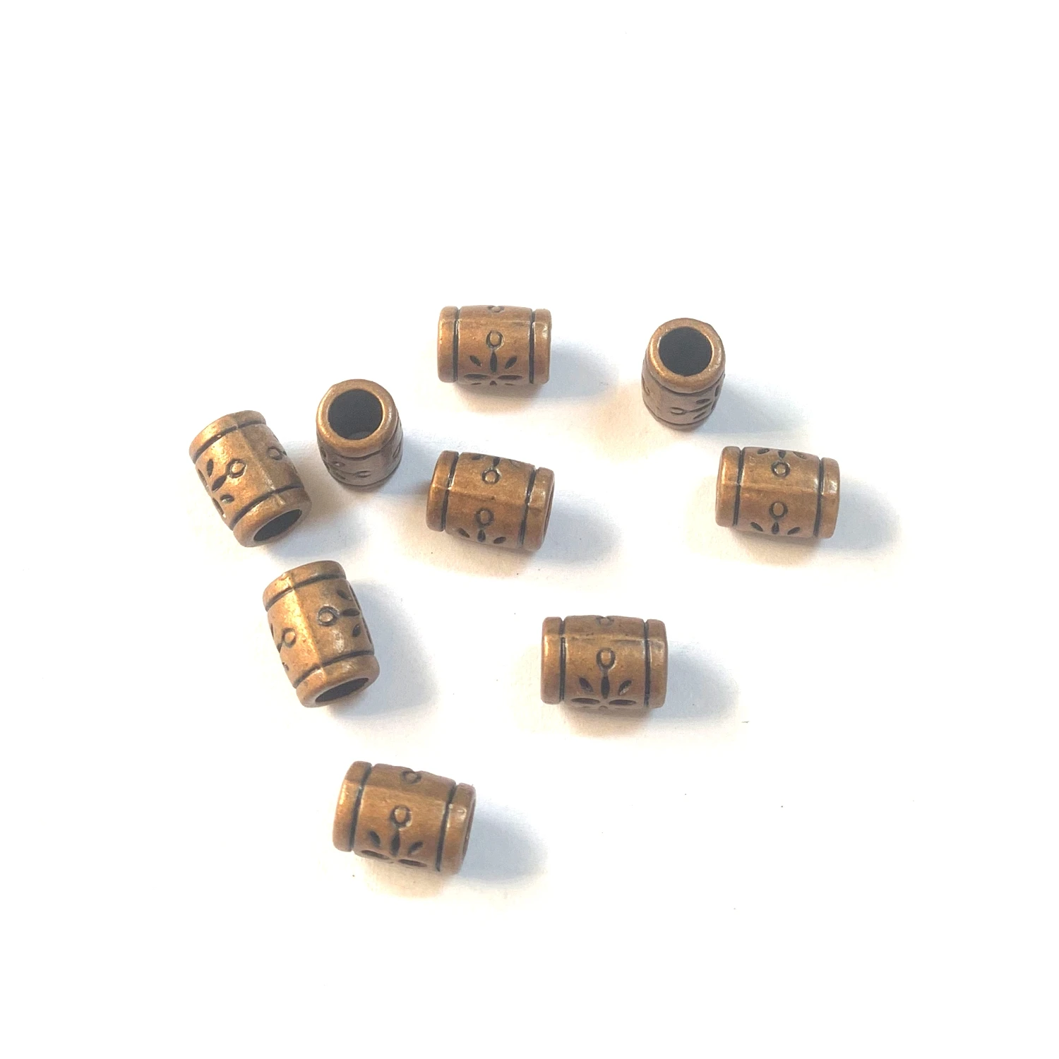 20pcs Antique Red Copper 9x6mm hole 3.8mm Beads Spacer Beads with Large Hole for Bohemian Bracelet Making EF4800