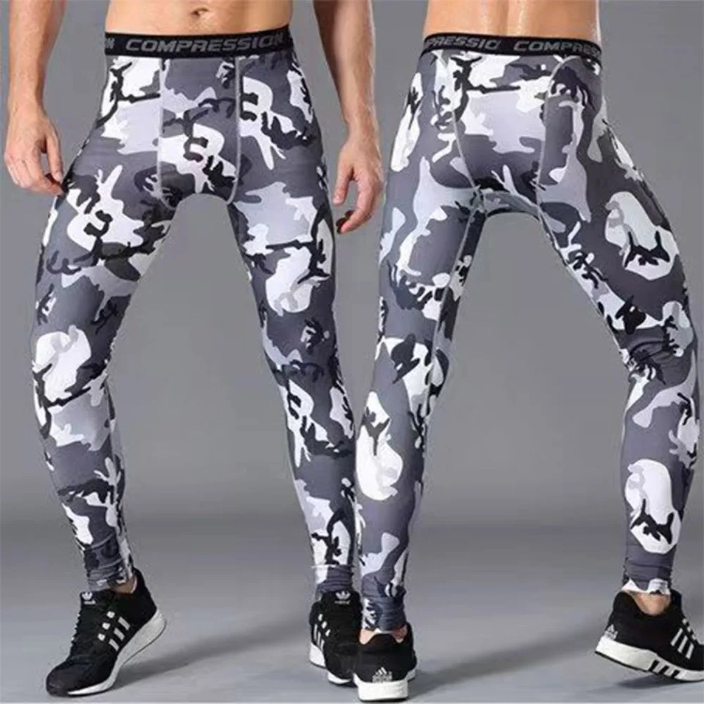Men Soccer Training Fitness Leggings Quick Dry Gym Jogging Sportswear Base Layer Camouflage Compression Pants Running Tights