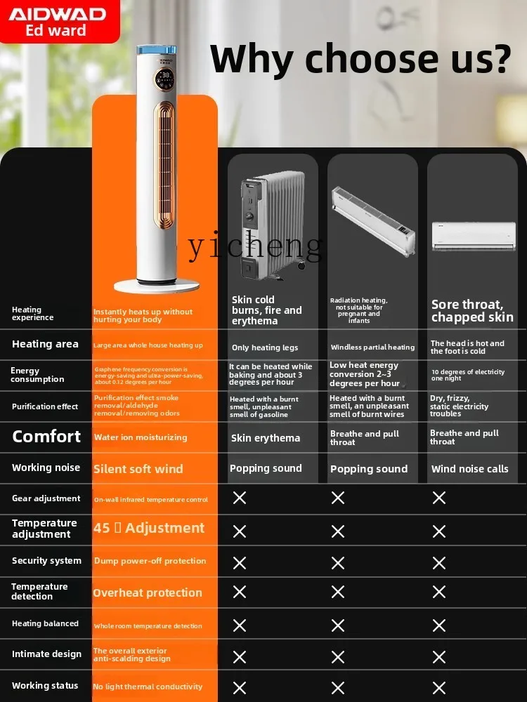 XL dual-purpose graphene household heater humidification heater energy-saving and power-saving electric heating artifact