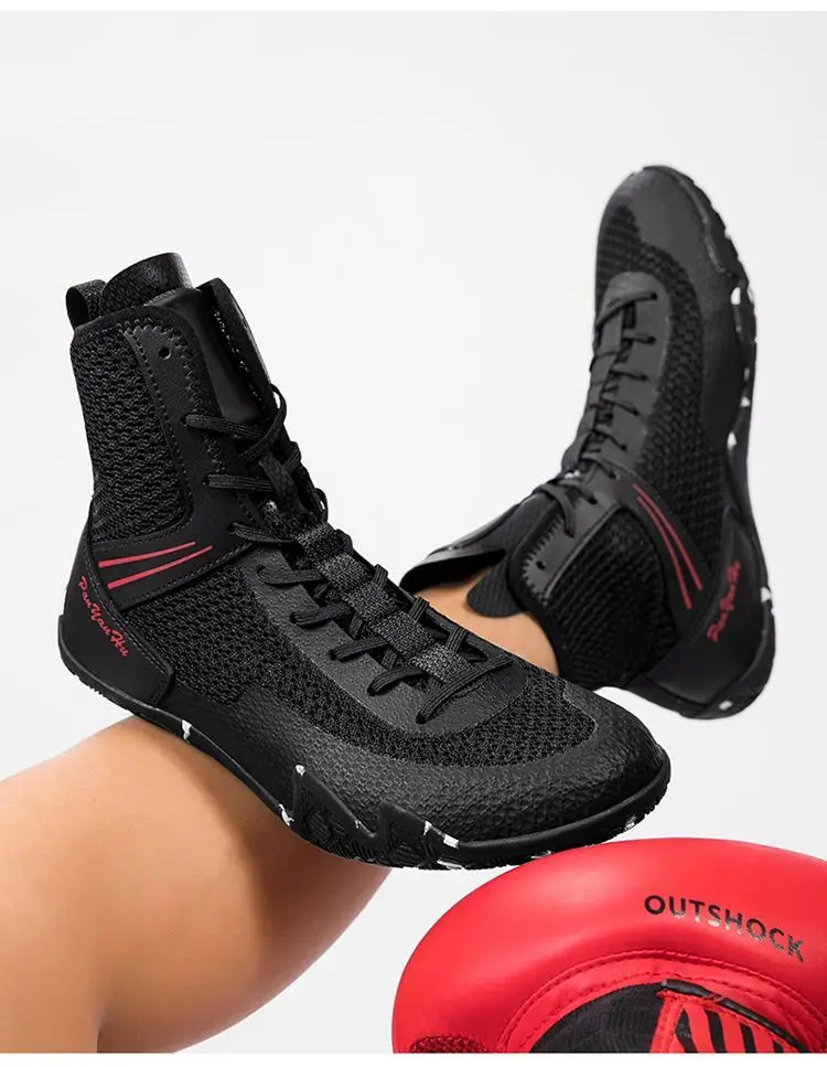 

New Luxury Men's Wrestling Boots Comfortable Non-Slip Boxing Fighting Boots 39-47 Competition Sports Fitness Training Shoes