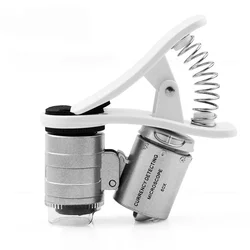 60X Mini Microscope Mobile Phone Microscope Magnifier Universal Clip-On Phone Magnifying Len for Coins Currency