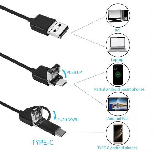 New Wired Mini Endoscope Camera 100w Pixel 8mm Lens for Android Type-C/USB Endoscope Waterproof LED Lighting Inspection Camera - Image 3