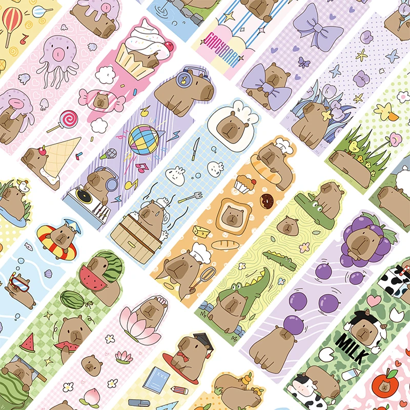 30Pcs Cartoon Cute Capybara Bookmark Creative Aesthetic Bookmark Fashion Kawaii Book Page Clips Student Stationery Gifts