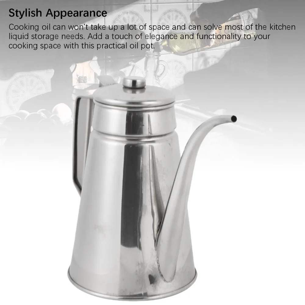 Convenient 304 Stainless Steel Oil Dispenser Bottle 1L/1.2L Stainless Steel Oil Dispenser Oil Storage Container Oil Storage