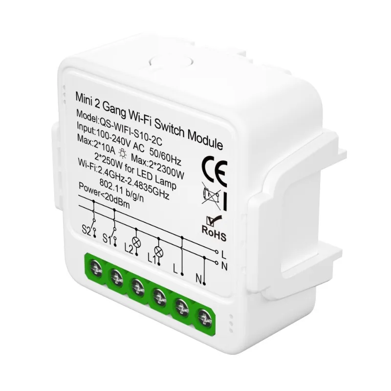 

Voice Controlled Smart Wi-Fi Relay Switch Module 2 Channel Smart Home DIY Breaker Relay Works For Alexa Google Alice Home-Y41A