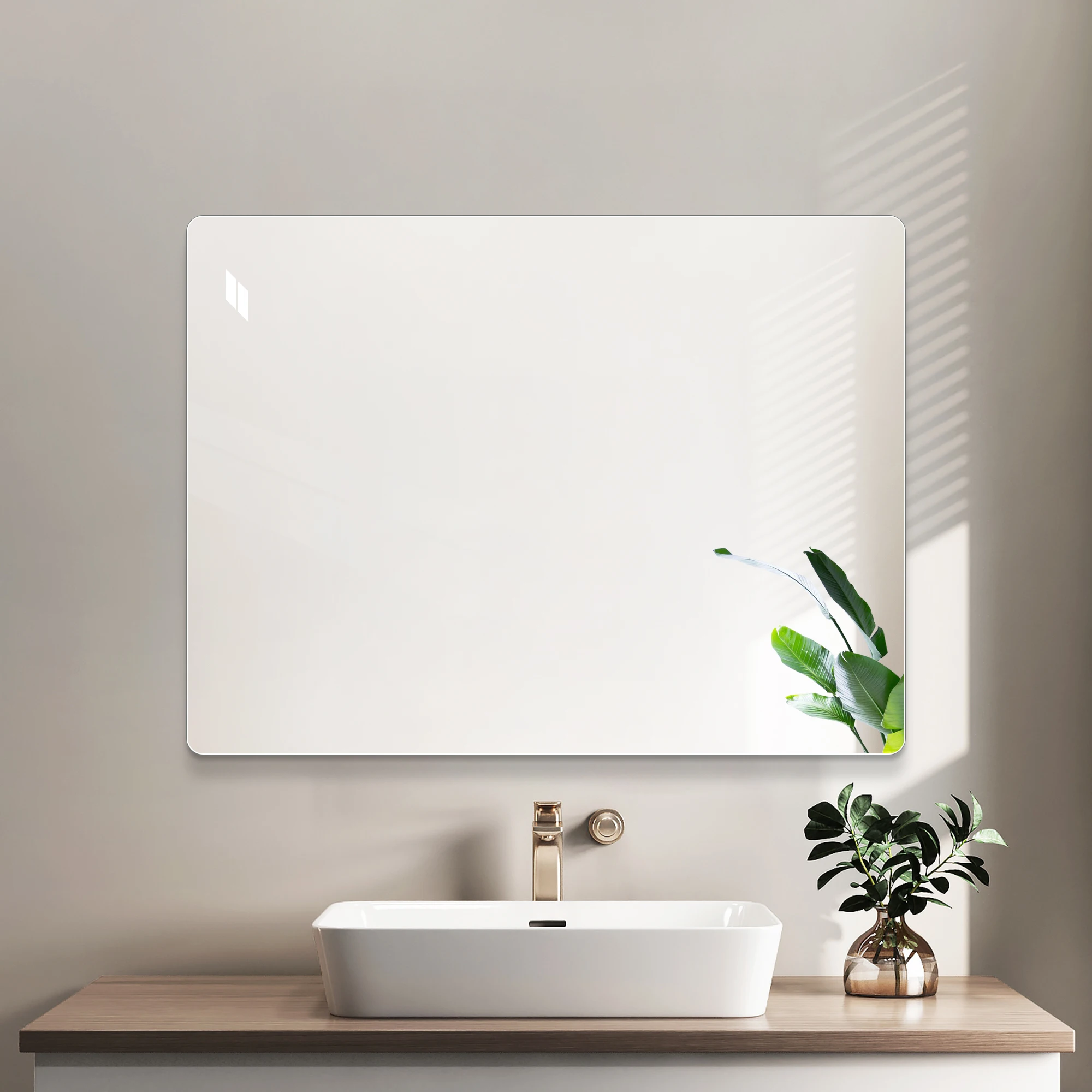 36x30 Inch Bathroom Mirror Frameless, Rectangular Vanity Mirror for Wall, 5mm Copper-Free Silver Glass Shatter-Resistant Safety Backing, Modern Horizontal or Vertical Hanging