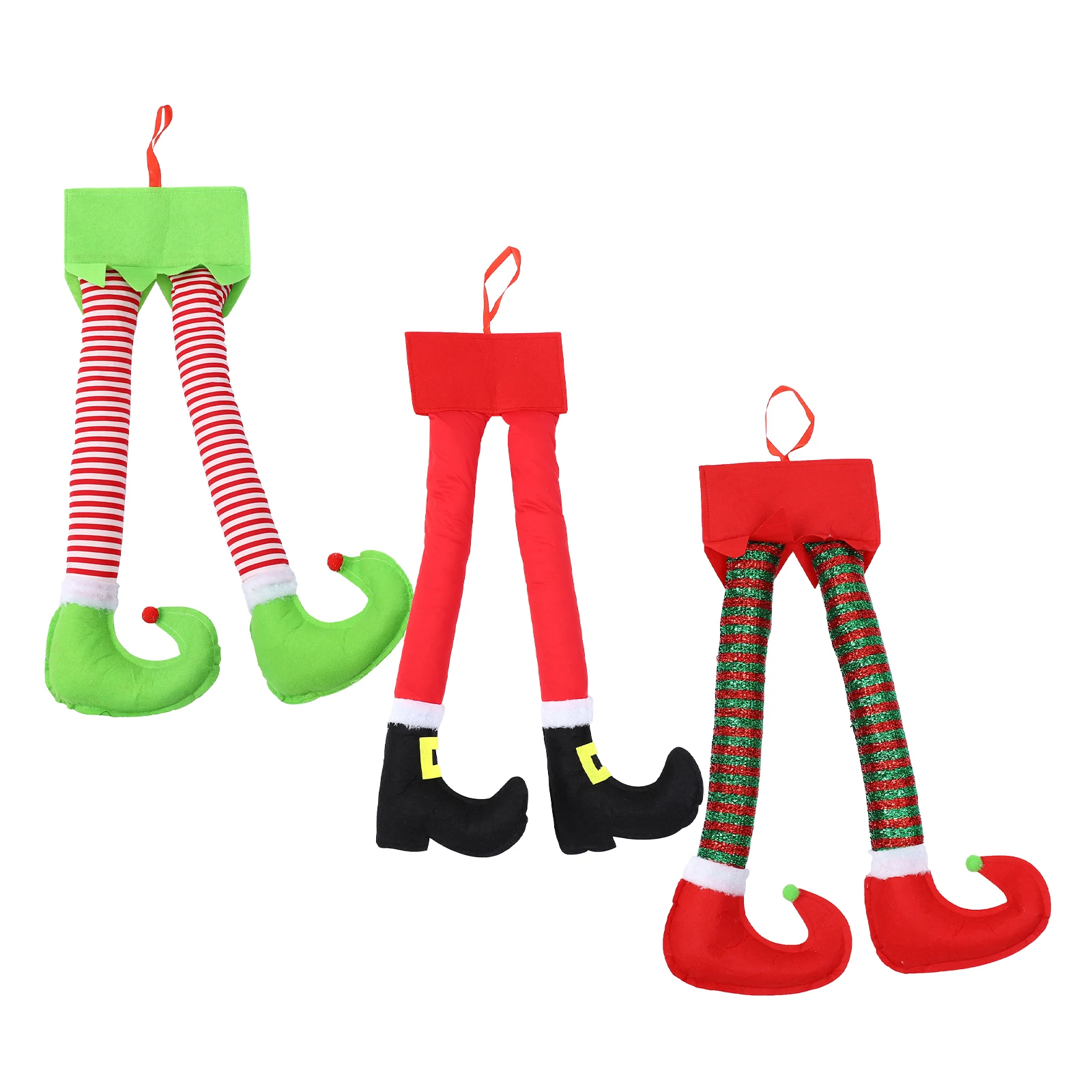 

3Pcs Christmas Elf Legs Decorations Whimsical Festive Design Easy Hang Rope for Xmas Tree Car Trunk Garage Door Shelf Holiday