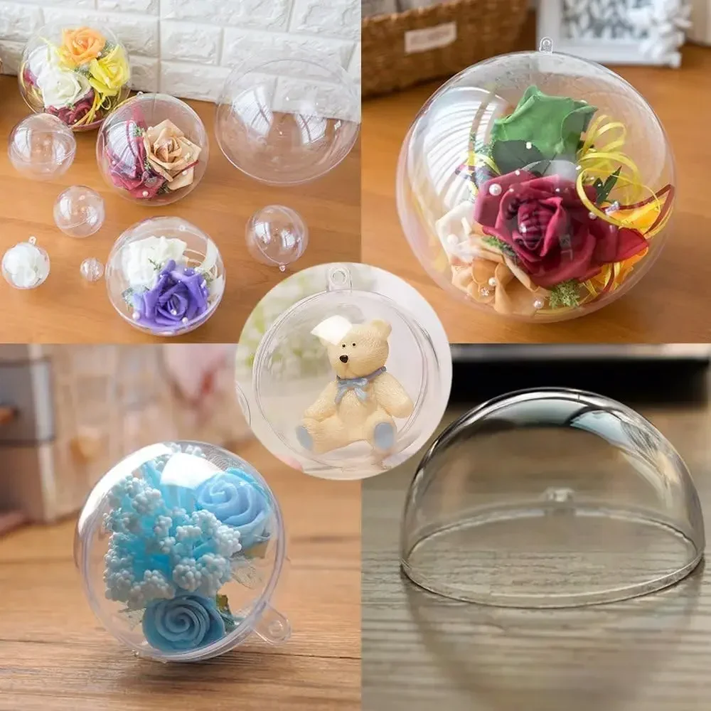 5/6/8/10CM Christmas Transparent Balls Hollow DIY Plastic Fillable Bauble Xmas Tree Hanging Ornaments Home Party Gifts Box Decor