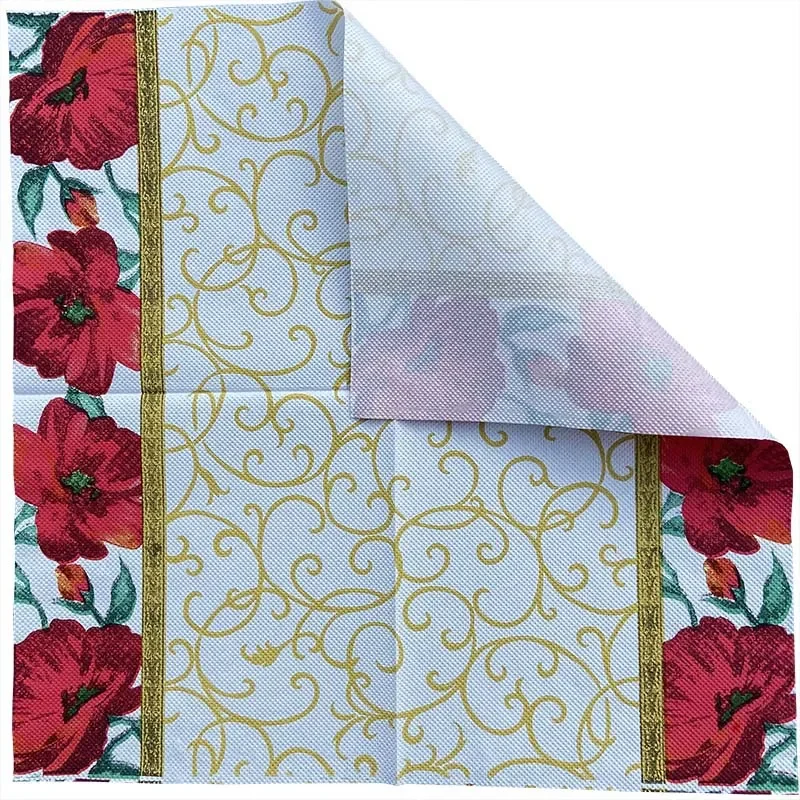 Guardanapos estampados florais dourados, Placemat de papel criativo, festa floral, novo, 2 ply, 33x33cm, 10 unidades, 20 unidades por pacote, em estoque