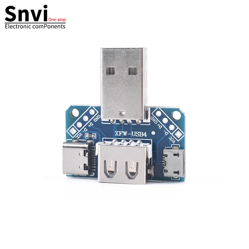 Snvi USB Hoofd Schakelbord Mannelijke USB Connector naar Type-c Micro Vrouwelijke USB 2.54-4P overdracht testbord USB adapter plaat XY-USB4