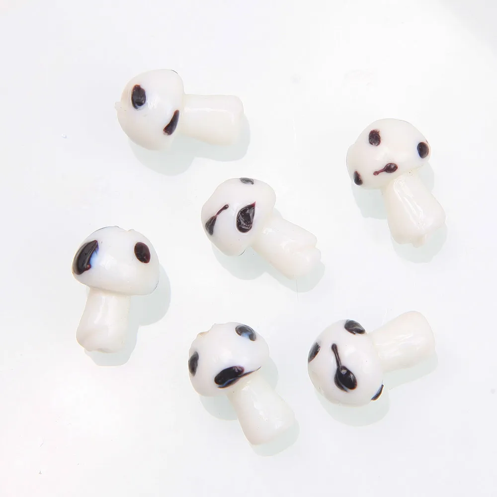 10pcs Glass Mushroom Beads Charms For Jewelry Making Bracelet Necklace Pendants DIY Earring Crafts Supplies Handmade Beaded