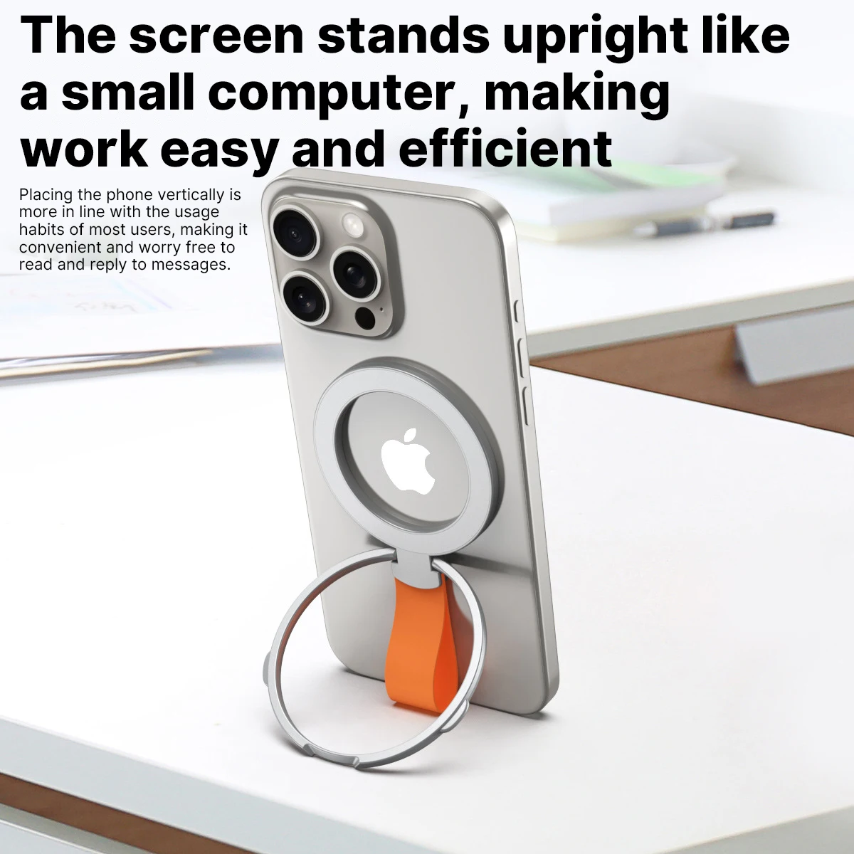 

MagSafe Magnetic Ring Phone Holder with Silicone Cord Rotating Kickstand for Iphone15 14 13 12 Series Desktop AlloyBuckle Stand