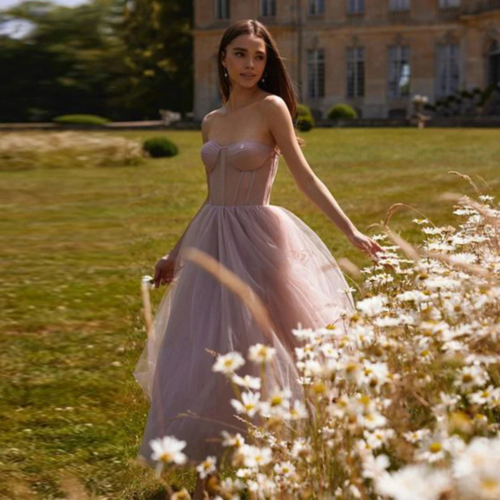 

Lily Pink Sweetheart Special Occasion Dresses Sleeveless Net Formal Gowns Custom Size Long Evening Dresses vestidos de fiesta