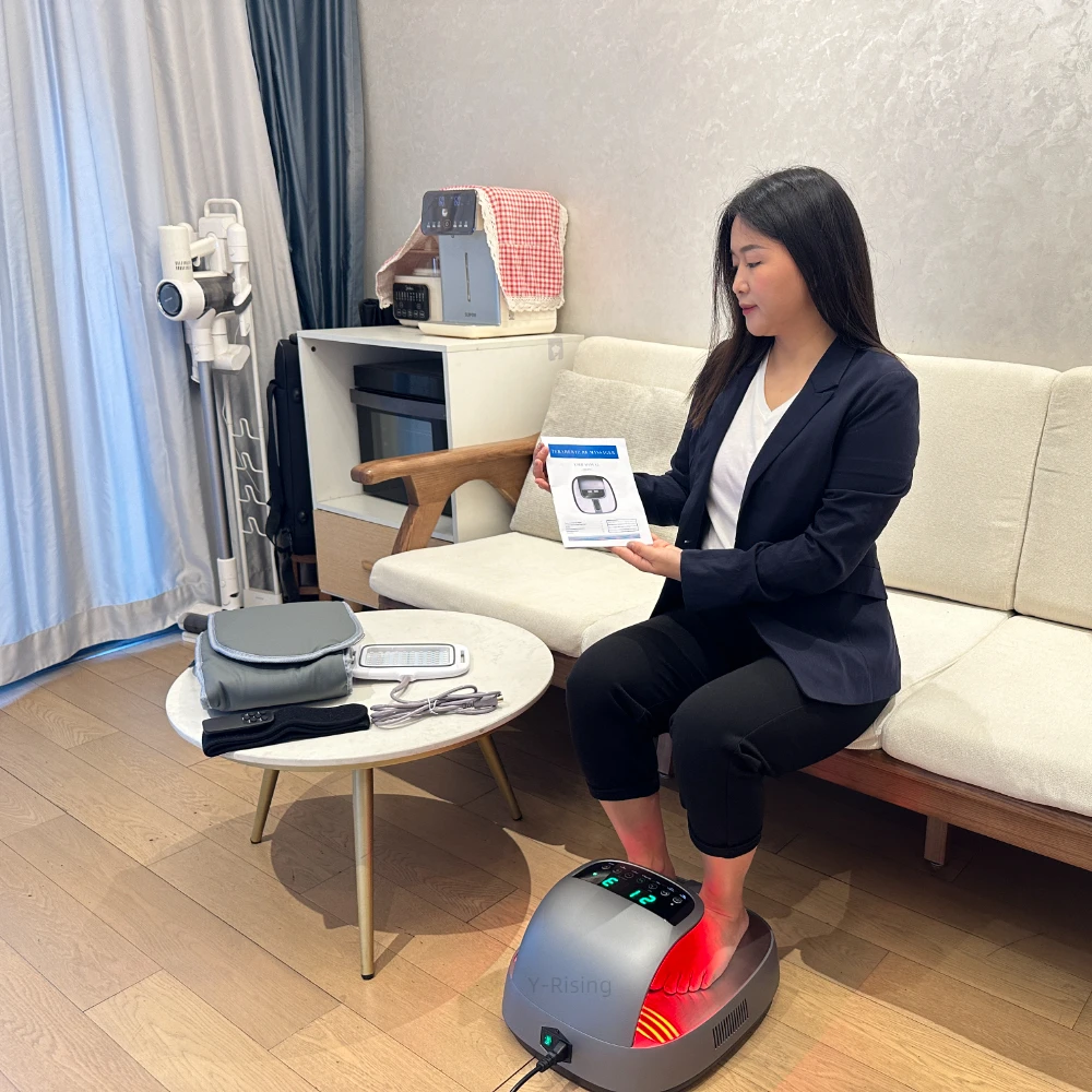 Terahertz therapy Red blue light 2 in 1 Health Protecting Feet Release Pressure Foot Massager Heating Blood Circulation Device