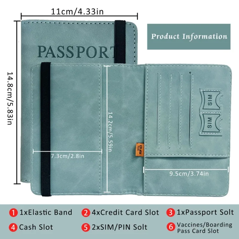 Tie Strap Passport Cover Case Pu Leather RFID Blocking Passport Holder Protector Travel Wallet with ID Credit Card Slot Pocket