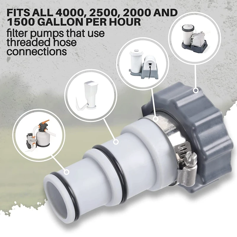 Hose Adapter Replace for Above Grounds Swimming Pool 1.25''-1.5'' Hose Adapter for w/ Collar for Threaded Connection Pum