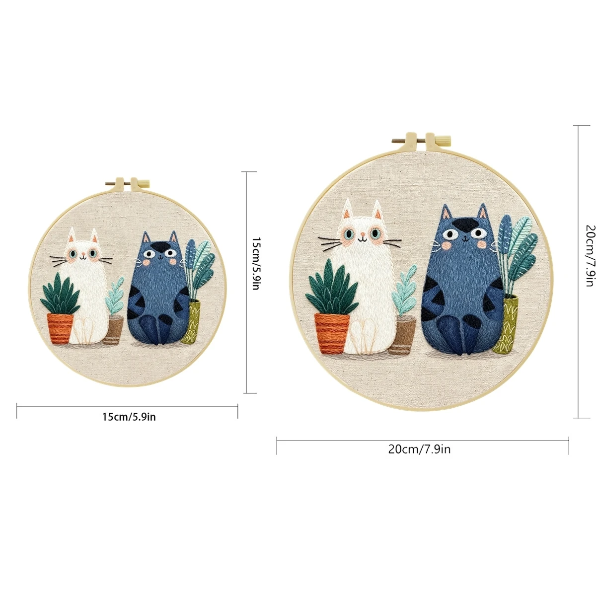 1 Set Topfkatzen DIY-Stickerei-Set für Anfänger, Stick-Starter-Kit, Kreuzstich-Kunstgeschenk, Handarbeits-Bastelset – Detail 2