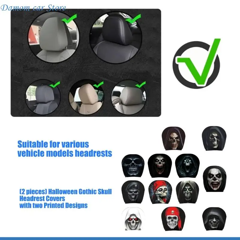 A2UC Auto Decoration Prank Face Headrest Protectors Double Sided Print Dust Cover